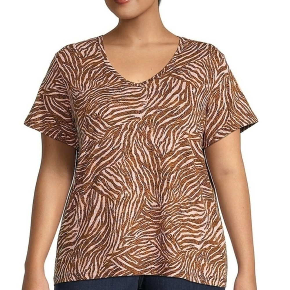 CORE LIFE animal print V-Neck Tshirt SZ 2XL